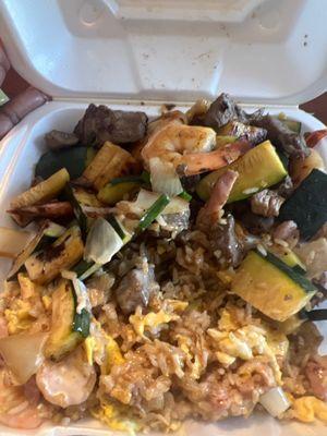 H 7. Hibachi Steak and Shrimp with 22. House Special Fried Rice