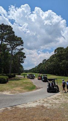 Carts lined up and ready to begin the tournament.