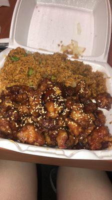 Sesame chicken with fried rice