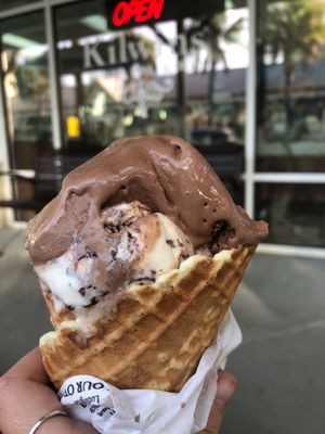 Chocolate ice cream and toasted s'mores ice cream