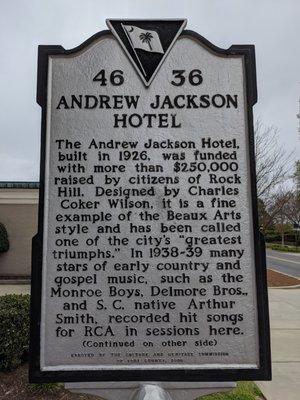 Andrew Jackson Hotel and Vernon Grant Historical Marker