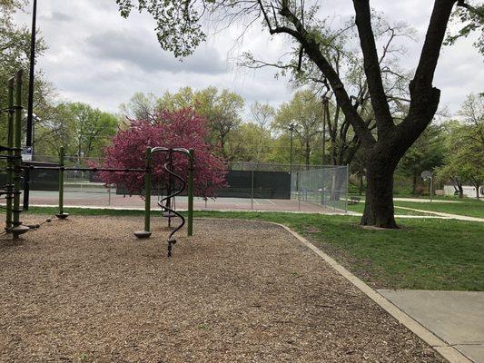 Equipment at the park and tennis courts