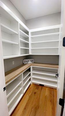 Custom built movable shelving for pantry area