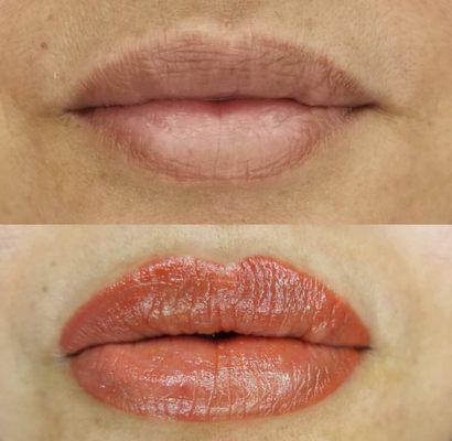 Lip Blushing before and after - 1st appointment