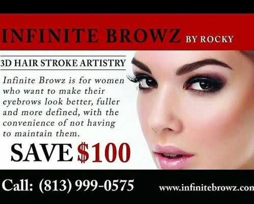 Save $100 on 3D Hairstroke Service!!! Book Now!! 813-999-0575 www.infinitebrowz.com