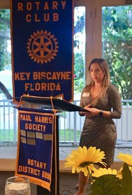 Dr. Yesenia Prados at the Rotary Club of Key Biscayne discussing hot topics in pharmacy today!