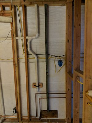 Water piping for toilet & kitchenette sink