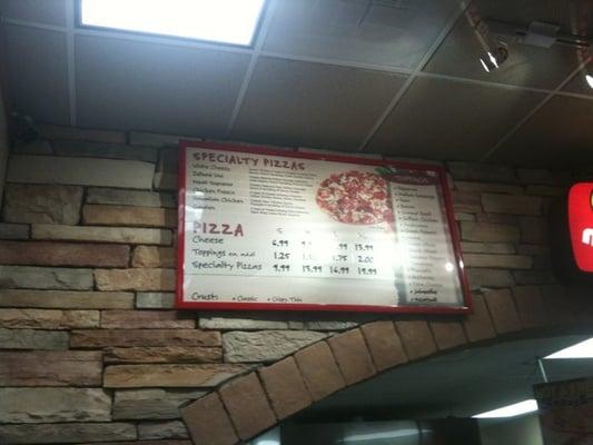 Pizza menu