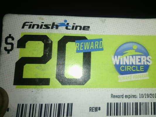 Got a $20 reward card yay me..