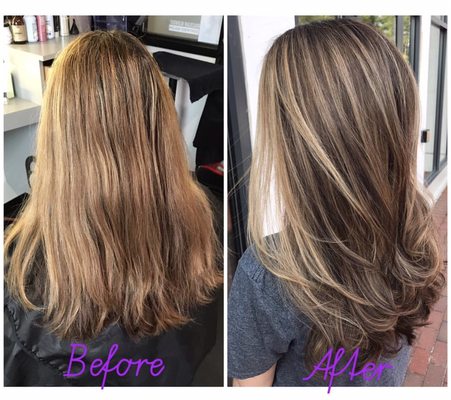 Brazilian blowout smoothing treatment and color