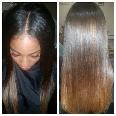 Sewn-in weave install with minimum leave out