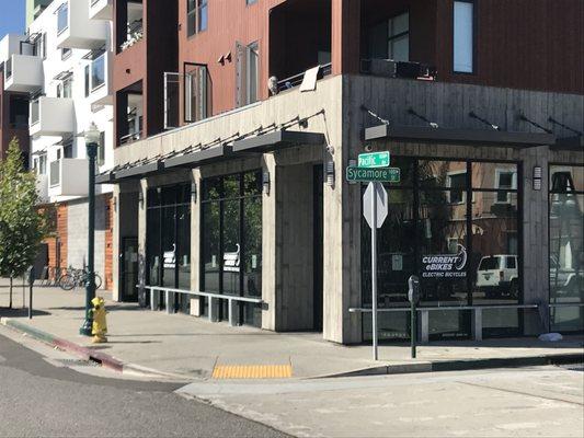 Curren eBikes - Electric Bicycles - at the corner of Pacific & Sycamore in downtown Santa Cruz, CA