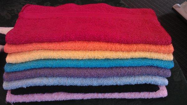 Washcloths in a variety of colors.