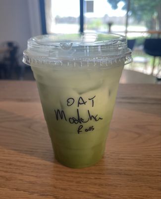 Iced Raspberry Matcha Latte with Oat Milk