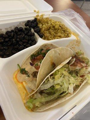 Two Taco Combo: Tombstone Chicken & The Hills Beef Tacos w/ Rice & Beans