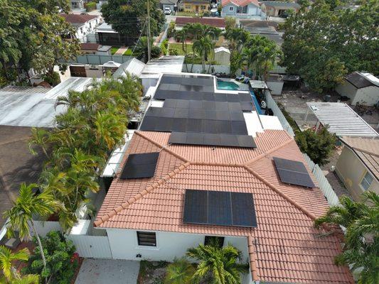 Black on Black solar System over Tile and Flat roof Hialeah