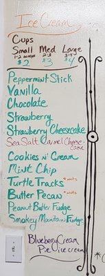 Icecream menu