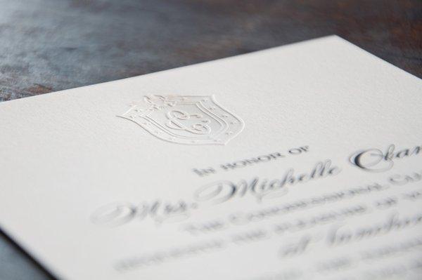 Blind Embossed Seal With Printed Black Text Invitation