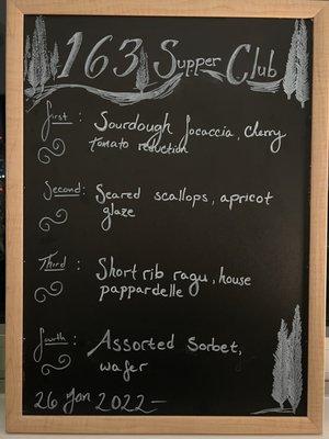 Daily menu 1/26!! The homemade sorbet was phenomenal especially with the freshly made wafer cookie