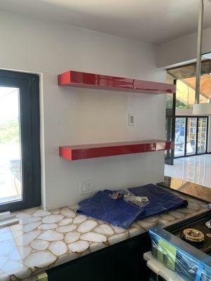 Kitchen cabinet floating shelves