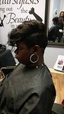 Mohawk with design on relaxed hair