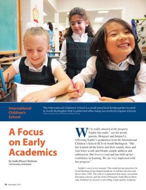 International Children's School featured in South Burlington Life Magazine.