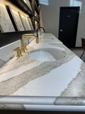 Bathroom countertop, sink and faucet displays