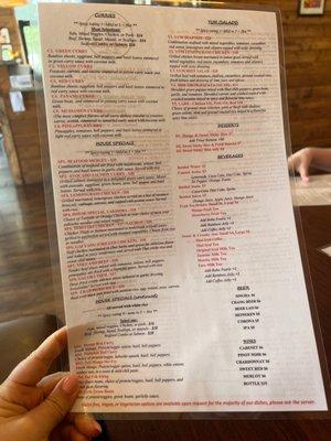 Great menu and great flavors!