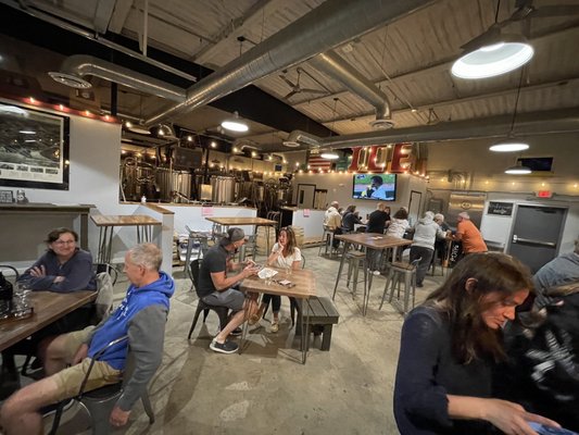 The taproom around closing time on a Sunday night.