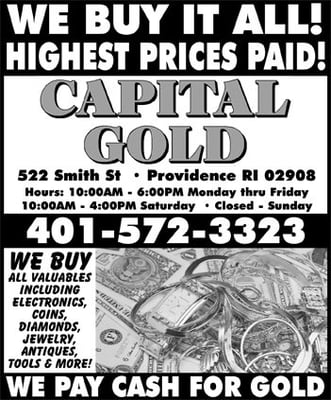 Highest Prices paid !!! We beat any pawn shop or fly by night gold buyers in Rhode Island guaranteed ....