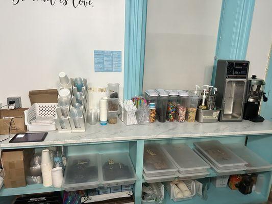 Prep station is clean and organized