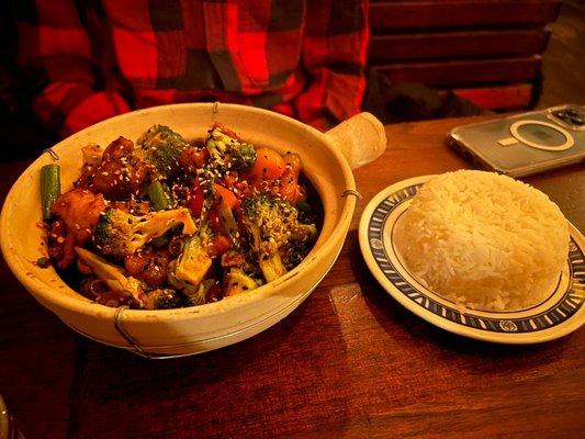 General Tso's Chicken and Broccoli