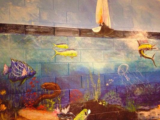 I had a lovely conversation with a little boy this evening. He was fascinated with this mural--especially "fishies." :)