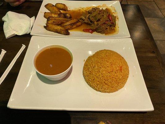 Rice & beans and Ropa Vieja with Maduros