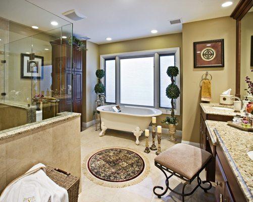 Custom accents tie in the elegance of this bathroom remodel.