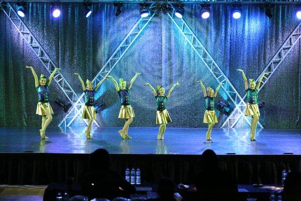 Junior Company dancers at competition during their Boogie Woogie Bugle Boy Tap routine.