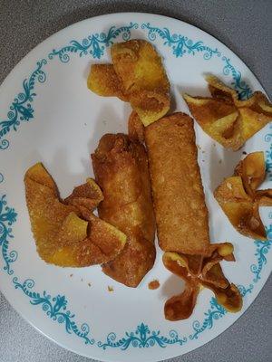 Crab Rangoon and Eggrolls