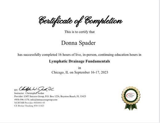 Certified lymphatic drain massage therapist