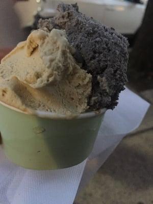 Pistachio and black sesame gelato