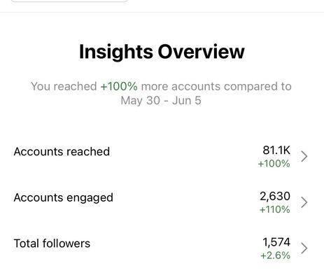 These are the Insights of my Instagram growth in a month of working with Jenna!