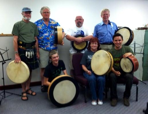 With the Irish Percussion class I teach every year as a guest artist at the Fairbanks Summer Arts Festival in Fairbanks, AK.