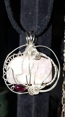 Rose Quartz with Garnet $34