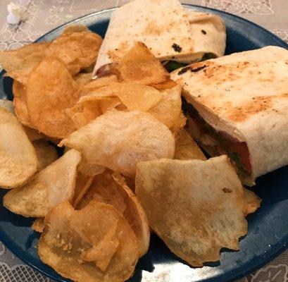 Wrap with homemade chips (Nashville Exchange: Nashville, NC)