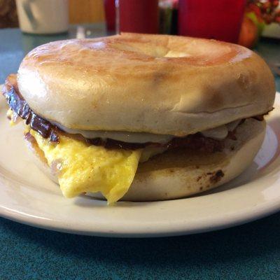 Ham, Egg, & cheese bagel sandwich