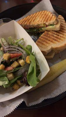 Vegetarian Special Panini and side salad