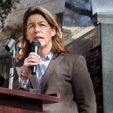 Attorney Shefman speaking at the court house