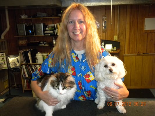 Charlene with Kiwi and Spanky