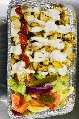 chicken shawarma over rice