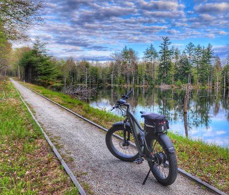 Ebike adventure tours and rentals on car free recreational trails North Conway New Hampshire