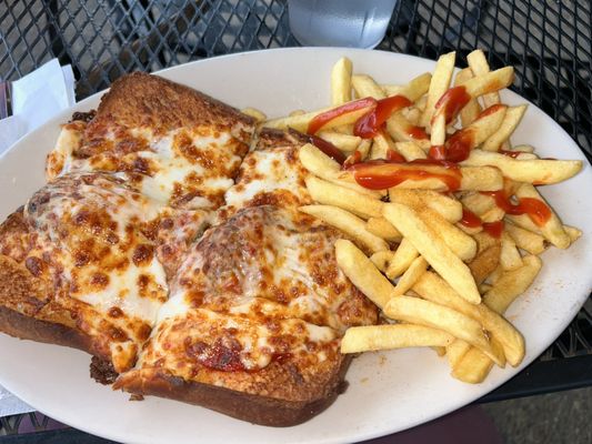 Meatball Parmesan Sandwich with Fries...